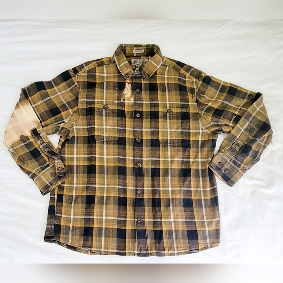 Duluth Custom Bleached Miami 305 Flannel Shirt Men's M Cotton Distressed Grunge - Picture 2 of 6